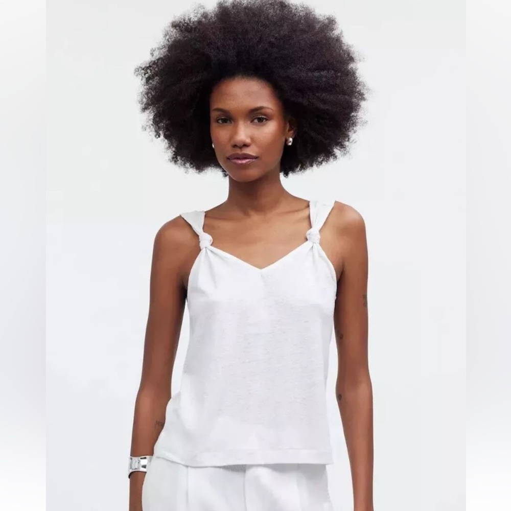 Madewell White Sleeveless V-Neck Tank Top XL NWT